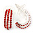 C Shape Red Crystal Drop Earrings In Silver Tone - 20mm L - view 5
