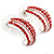 C Shape Red Crystal Drop Earrings In Silver Tone - 20mm L