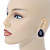 Black/ Clear Glass Teardrop Stud Earrings In Rhodium Plating - 30mm L - view 2