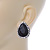 Black/ Clear Glass Teardrop Stud Earrings In Rhodium Plating - 30mm L - view 6