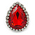 Red/ Clear Glass Teardrop Stud Earrings In Rhodium Plating - 30mm L - view 3