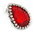 Red/ Clear Glass Teardrop Stud Earrings In Rhodium Plating - 30mm L - view 7
