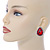 Red/ Clear Glass Teardrop Stud Earrings In Rhodium Plating - 30mm L - view 2