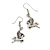 Small Pegasus the Winged Horse Drop Earrings In Silver Tone - 40mm L - view 4
