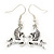 Small Pegasus the Winged Horse Drop Earrings In Silver Tone - 40mm L - view 7