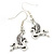 Small Pegasus the Winged Horse Drop Earrings In Silver Tone - 40mm L - view 6