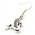 Small Pegasus the Winged Horse Drop Earrings In Silver Tone - 40mm L - view 5