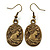 Bronze Tone Oval Cameo Drop Earrings - 45mm L - view 5