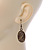 Bronze Tone Oval Cameo Drop Earrings - 45mm L - view 4
