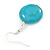 Coin Shape Turquoise Drop Earrings In Silver Tone - 40mm L - view 3