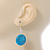 Coin Shape Turquoise Drop Earrings In Silver Tone - 40mm L - view 5