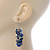 Blue Semiprecious Stone Drop Earring In Silver Tone - 55mm L - view 7