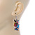 Multicoloured Semiprecious Stone Drop Earring In Silver Tone - 55mm L - view 5