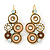 Bead, Crystal Multi Circle Drop Earrings with Leverback Closure In Gold Tone (Beige, Cream, Brown) - 42mm L - view 7