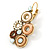 Bead, Crystal Multi Circle Drop Earrings with Leverback Closure In Gold Tone (Beige, Cream, Brown) - 42mm L - view 2
