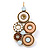 Bead, Crystal Multi Circle Drop Earrings with Leverback Closure In Gold Tone (Beige, Cream, Brown) - 42mm L - view 9