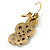 Bead, Crystal Multi Circle Drop Earrings with Leverback Closure In Gold Tone (Beige, Cream, Brown) - 42mm L - view 4