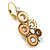 Bead, Crystal Multi Circle Drop Earrings with Leverback Closure In Gold Tone (Beige, Cream, Brown) - 42mm L - view 8