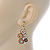 Bead, Crystal Multi Circle Drop Earrings with Leverback Closure In Gold Tone (Beige, Cream, Brown) - 42mm L - view 6