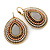 Bead, Crystal Teardrop Earrings with Leverback Closure In Gold Tone (White, Coral, Brown) - 40mm L - view 6
