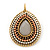 Bead, Crystal Teardrop Earrings with Leverback Closure In Gold Tone (White, Coral, Brown) - 40mm L - view 7