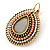 Bead, Crystal Teardrop Earrings with Leverback Closure In Gold Tone (White, Coral, Brown) - 40mm L - view 3