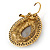 Bead, Crystal Teardrop Earrings with Leverback Closure In Gold Tone (White, Coral, Brown) - 40mm L - view 4