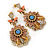 Boho Style Crystal Bead, Lacy Floral Drop Earrings In Gold Tone - 50mm L - view 7