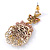 Boho Style Crystal Bead, Lacy Floral Drop Earrings In Gold Tone - 50mm L - view 4