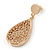 Gold Plated Floral Filigree Teardrop Earrings - 45mm L - view 2