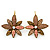 Bead, Crystal Flower Drop Earrings with Leverback Closure In Gold Tone (Pink, Citrine) - 40mm L - view 5