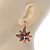 Bead, Crystal Flower Drop Earrings with Leverback Closure In Gold Tone (Pink, Citrine) - 40mm L - view 6