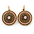 Boho Style Bead, Crystal Round Drop Earrings with Leverback Closure In Gold Tone (Pink, Grey) - 30mm L - view 6