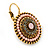 Boho Style Bead, Crystal Round Drop Earrings with Leverback Closure In Gold Tone (Pink, Grey) - 30mm L - view 8