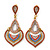 Boho Style Multicoloured Bead, Crystal Shandelier Earrings In Gold Tone - 75mm L