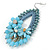 Light Blue Crystal Bead Floral Oval Hoop Earrings (Silver Tone) - 80mm L - view 2