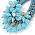 Light Blue Crystal Bead Floral Oval Hoop Earrings (Silver Tone) - 80mm L - view 3