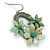Olive Green Crystal Bead Floral Oval  Hoop Earrings (Silver Tone) - 55mm L - view 3