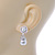 Bridal/ Wedding White Glass Pearl, Clear Crystal Ball Drop Earrings In Rhodium Plating - 30mm L - view 5