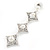 Bridal/ Prom Luxury Clear Swarovski Elements Crystal, Glass Pearl Drop Earrings In Rhodium Plating - 75mm L - view 3