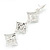 Bridal/ Prom Luxury Clear Swarovski Elements Crystal, Glass Pearl Drop Earrings In Rhodium Plating - 75mm L - view 4