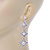 Bridal/ Prom Luxury Clear Swarovski Elements Crystal, Glass Pearl Drop Earrings In Rhodium Plating - 75mm L - view 5