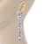 Bridal/ Prom Luxury Clear Crystal Floral Drop Earrings In Rhodium Plating - 90mm L - view 3