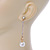 Gold Tone Clear Crystal Bar with Faux Pearl Linear Drop Earrings - 70mm L - view 6