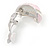 C Shape Light Pink/ Whtie Enamel Clip On Earrings In Silver Tone - 20mm L - view 4
