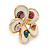 White Enamel Multicoloured Crystal Flower Stud Earrings In Gold Plating - 18mm D - view 3