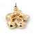 White Enamel Multicoloured Crystal Flower Stud Earrings In Gold Plating - 18mm D - view 4