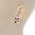 White Enamel Multicoloured Crystal Flower Stud Earrings In Gold Plating - 18mm D - view 5
