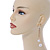 Gold Tone Chain with White Faux Pearl Drop Earrings - 90mm L - view 3