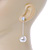 Silver Tone Clear Crystal Front and Chain With 13mm Cream Pearl Drop Earrings - 60mm L - view 5